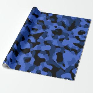 Black and Blue Camouflage Print Pattern