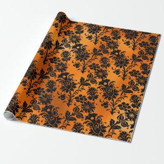 Black and Copper Vintage Damask Pattern