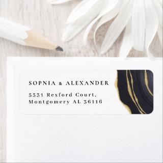Black and gold agate label