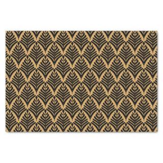 Black and Gold Art Deco Fan Flowers Pattern Tissue Paper