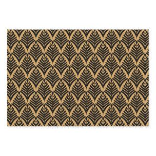 Black and Gold Art Deco Fan Flowers Pattern  Sheets