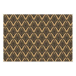 Black and Gold Art Deco Fan Flowers Pattern  Sheets