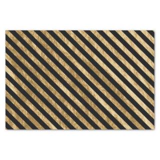 Black and Gold Diagonal Stripe Foil Look Tissue Paper