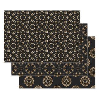 Black and Gold Filigree Ornaments Mosaic Patterns  Sheets