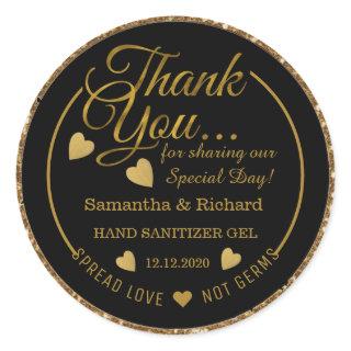Black And Gold Glitter Spread Love Thank You  Classic Round Sticker