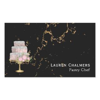 Black and Gold Marble Fancy Cake Pastry Chef Rectangular Sticker