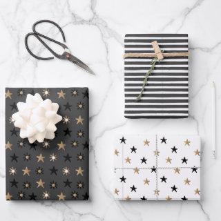 Black and Gold Scandinavian Stars and Stripes Xmas  Sheets