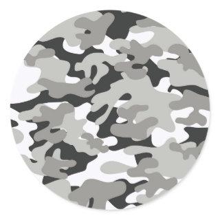 Black and Gray Camo Design Classic Round Sticker