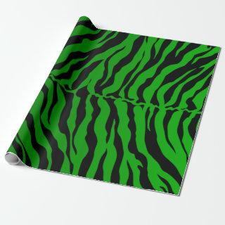 Black And Green Tiger Stripes Animal Print