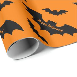 Black and orange Halloween bats custom name