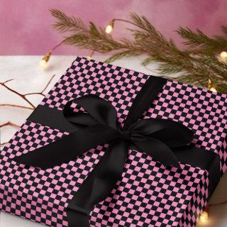 Black and Pink Checkerboard Pattern Tissue Paper