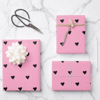 Black And Pink Cute Tiny Hearts Minimalist    Sheets