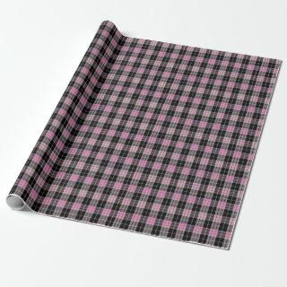 Black and Pink Plaid Customizable Background Color