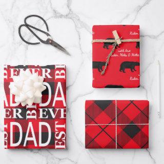 Black and red Lumberjack Best dad ever set    Sheets