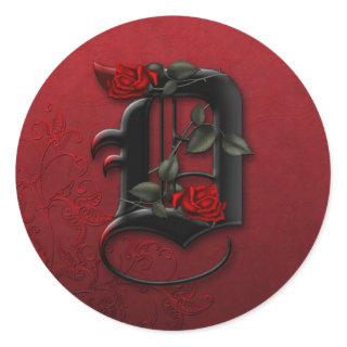 Black and Red Rose Monogram D Sticker