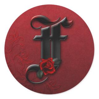 Black and Red Rose Monogram F Sticker