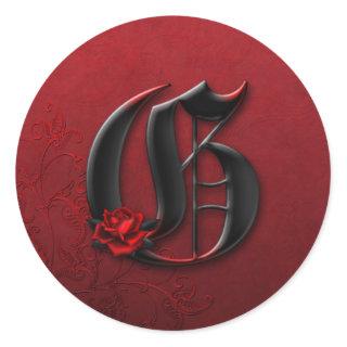 Black and Red Rose Monogram G Sticker
