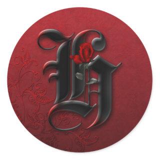 Black and Red Rose Monogram H Sticker