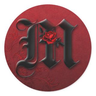 Black and Red Rose Monogram M Sticker