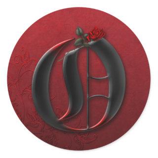 Black and Red Rose Monogram O Sticker