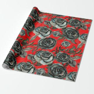 Black and red roses pattern