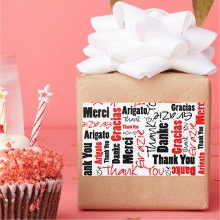 Black and Red Thank You Word Cloud Rectangular Sticker
