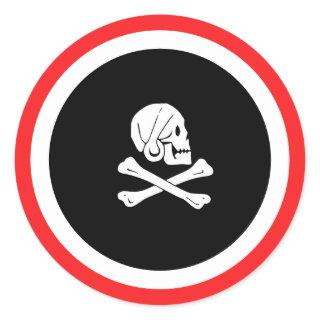 Black and RedJolly Roger Pirate Classic Round Sticker