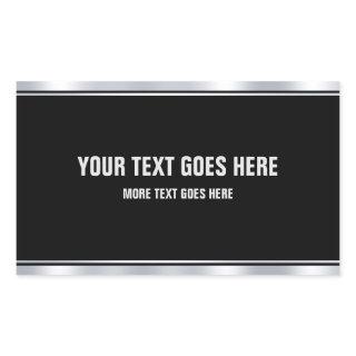 Black And Silver Add Your Name Text Template Rectangular Sticker