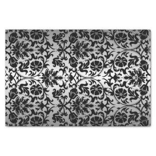 Black and Silver Gray Floral Damask Tissue Paper