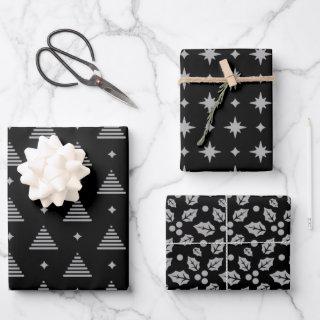 Black and Silver Modern Christmas Pattern  Sheets