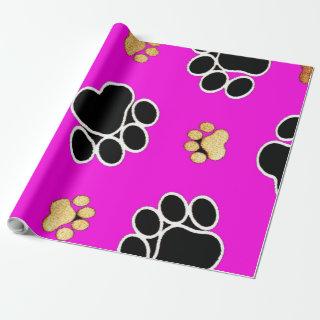 Black and tan canine dog paw print pink