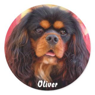 Black and Tan Cavalier King Charles Spaniel Dog Classic Round Sticker