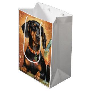 Black and Tan Coonhound  New Year  Medium Gift Bag