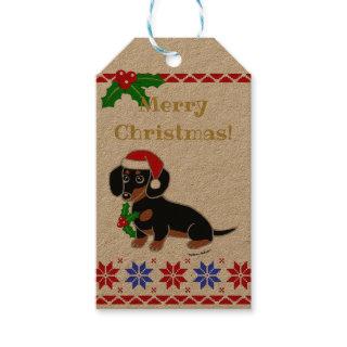Black and Tan Dachshund Santa Gift Tags