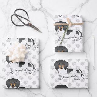 Black And Tan Piebald Long Hair Dachshund & Paws  Sheets