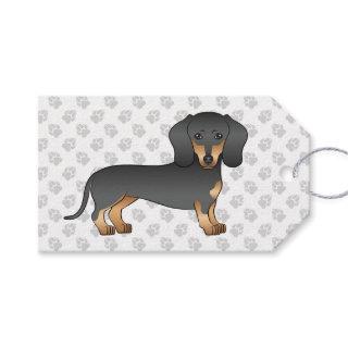 Black And Tan Smooth Coat Dachshund Dog & Paws Gift Tags