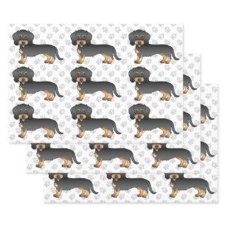 Black And Tan Wire Haired Dachshund Dog Pattern  Sheets