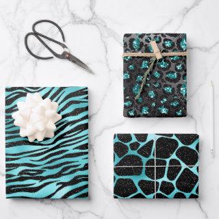 Black and Turquoise Blue Animal Print  Sheets