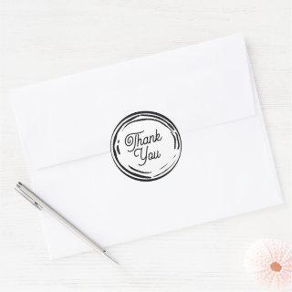 Black and White 2D Party Thank You Classic Round Sticker