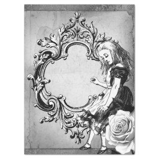 Black and White Alice in Wonderland Ornate Frame Tissue Paper
