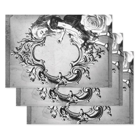 Black and White Alice in Wonderland Ornate Frame  Sheets
