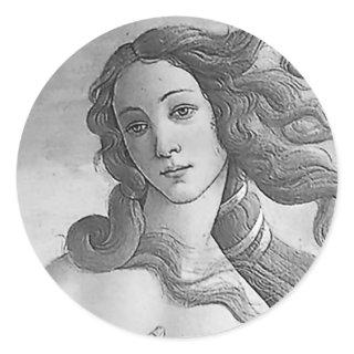 Black and White - Birh of Venus, Goddess Classic Round Sticker