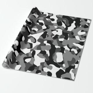 Black and White Camouflage Print Pattern