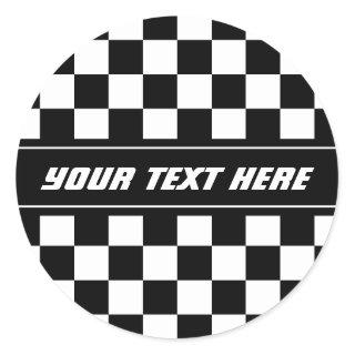 Black and white checkered flag auto racing sticker