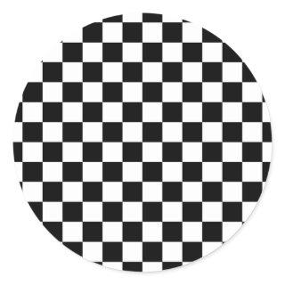 Black and white checkered pattern classic round sticker