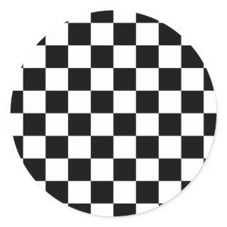 Black and white checkers board classic round sticker