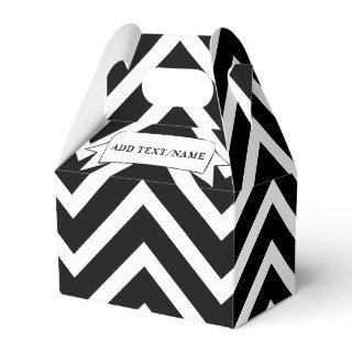 Black And White Chevron Pattern Custom Name Favor Boxes
