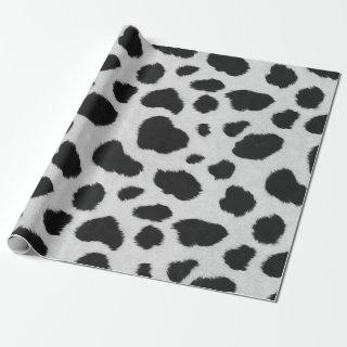Black and white cow faux fur