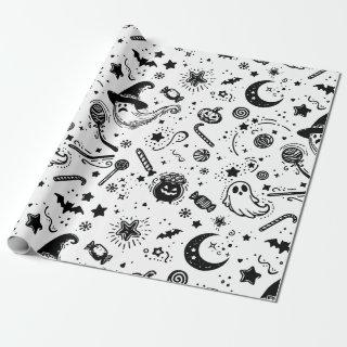 Black And White Cute Halloween Line Art