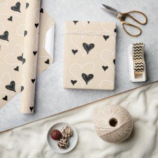 Black And White Cute Hearts Pattern
